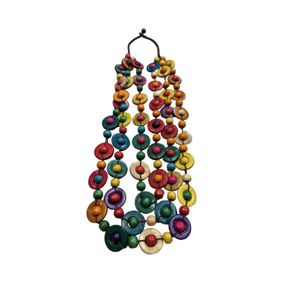 Boho Necklace Shell Beads Retro 60s Southwest Style Necklace - Picture 4 of 5